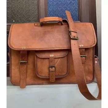 Сумка-мессенджер, кожаная сумка через плечо, портфель для ноутбука, сумка через плечо, сумка для колледжа 18 x 13 x 5 in коричневый