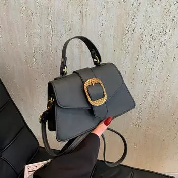 Сумка-мессенджер маленькая квадратная сумка модная иностранная личность 2024 весна новая ретро красивая сумка-мессенджер женская чёрный