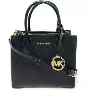 Сумка-мессенджер Michael Kors Mercer черный кожаный золотой