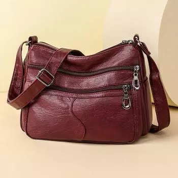 Сумка-мессенджер на одно плечо для женщин среднего возраста, новая стираная кожа, мягкая кожа, вместительная, для людей среднего возраста и пожилых людей