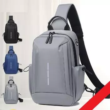 Сумка-мессенджер нагрудная для мужчин с отверстием для кабеля наушников DS905 18*9*30CM серый