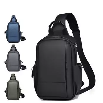 Сумка-мессенджер нагрудная для мужчин с отверстием для кабеля наушников DS908 17*8.5*29CM чёрный