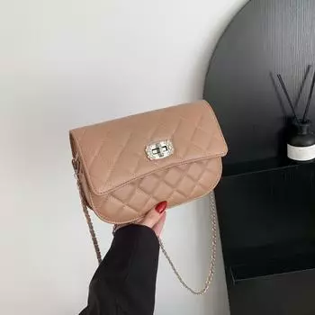 Сумка-мессенджер Niche женская 2024 весна новая цепочка с бриллиантами маленькая квадратная сумка текстура сумка через плечо чёрный