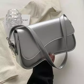 Сумка-мессенджер Premium Sense Flip с магнитной пряжкой для поездок на работу, модная и простая, маленькая квадратная сумка, сумка через подмышку 25*6*16 серебряный