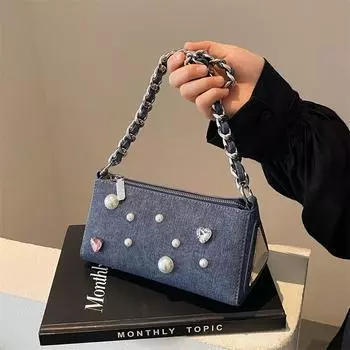 Сумка-мессенджер Premium Sense с бриллиантовой инкрустацией, женская, универсальная, сумка через плечо, повседневная и модная, сумка подмышкой Tide 22*12*11 коричневый