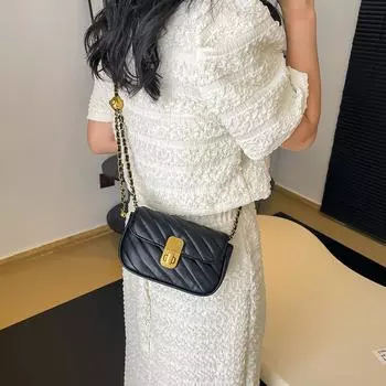 Сумка-мессенджер Pure Color Chain на одно плечо, маленькая квадратная женская сумка, в которую можно положить мобильный телефон Mini(Max Length<20cm)