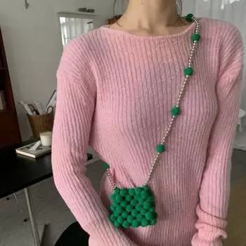 Сумка-мессенджер ручной работы из бисера ручной работы с матовыми бусинами в мини-цветовой гамме с одной цепочкой Xiaohongshu чёрный