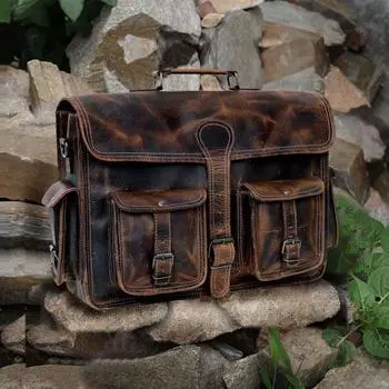 Сумка-мессенджер ручной работы из натуральной кожи буйвола, офисная сумка-портфель для мужчин и женщин, кожаная сумка для ноутбука, сумка-портфель через плечо 18 x 13 x 5 in