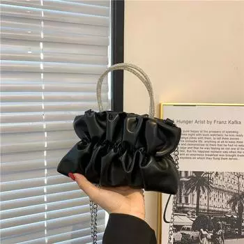 Сумка-мессенджер с цепочкой, модная и простая сумка 2024 года, осень, новая корейская версия, популярная сумка, женская повседневная сумка через плечо чёрный