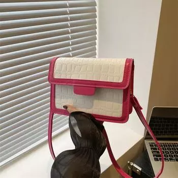 Сумка-мессенджер с контрастным цветовым сочетанием, женская сумка-мессенджер с каменным узором, новинка осени 2024 года, сумка-мессенджер для поездок на работу чёрный