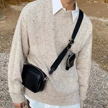 Сумка-мессенджер с регулируемым плечевым ремнем, застежкой-молнией, гладкая поверхность, многоцелевая, с мини-корпусом бежевый