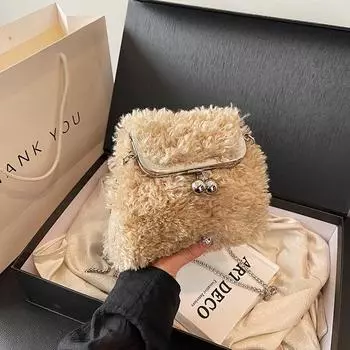 Сумка-мессенджер Super Fire Niche из овечьей шерсти, женская универсальная изысканная мини-сумка через плечо из плюша 17*7*15 белый