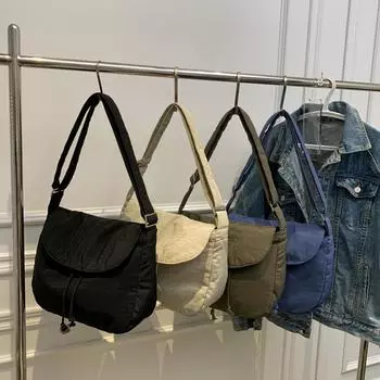 Сумка-мессенджер унисекс на молнии, сумка на плечо со шнурком, стильный ремень, регулируемый большой вместительности для мужчин и женщин чёрный