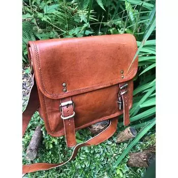Сумка-мессенджер в деревенском стиле, стильная кожаная мужская сумка размером с iPad, стильная кожаная сумочка длиной 11 дюймов, женская кожаная сумка через плечо, чехол для iPad, соответствующий принципам справедливой торговли. 11 x 9 x 3 in коричневый