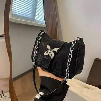 Сумка-мессенджер в ретро-стиле, простая маленькая квадратная сумка 2024 года, летняя новая модная дизайнерская сумка через плечо, сумка-мессенджер чёрный