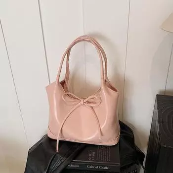 «Сумка-мессенджер в стиле ретро 2024 года»: Стильная, вместительная сумка-тоут с бантом для женщин. Style 2 розовый