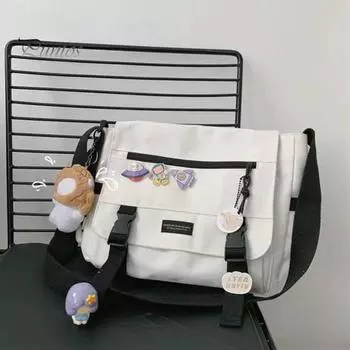 Сумка-мессенджер в стиле ретро, сумка через плечо из холста с регулируемым плечевым ремнем, повседневная сумка через плечо для улицы, путешествий, работы, повседневных выходов белый