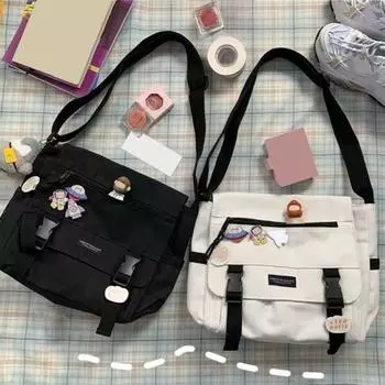 Сумка-мессенджер в стиле ретро, сумка через плечо из холста с регулируемым плечевым ремнем, повседневная сумка через плечо для улицы, путешествий, работы, повседневных выходов чёрный