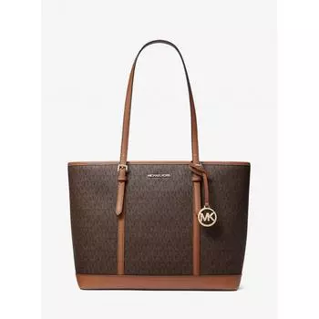 СУМКА MICHAEL KORS JET SET TRAVEL TOP НА МОЛНИИ БОЛЬШАЯ MK SIGNATURE 35T0GTVT3V200 КОРИЧНЕВАЯ