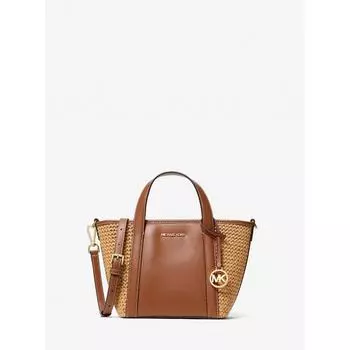 СУМКА MICHAEL KORS PRATT МАЛЕНЬКАЯ ИЗ ГЛАДКОЙ И СОЛОМЫ 35S4G3FM1Y1251 НАТУРАЛЬНЫЙ БАГАЖ