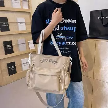 Сумка Многофункциональная сумка Новая вместительная сумка для студентов, простая, модная и универсальная сумка-тоут большой вместимости one size fits all белый