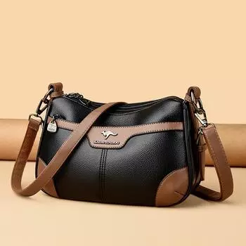 Сумка Модная Цветовая Контрастная Атмосфера Сумка для мам Сумка Через Плечо Женская Сумка На Плечо чёрный