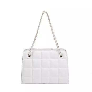 Сумка Модная маленькая квадратная сумка из текстурированной искусственной кожи Женская сумка Ниша Универсальная сумка через плечо Сумка через плечо с цепочкой белый