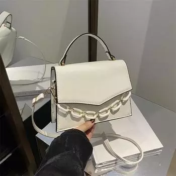 Сумка модная портативная маленькая квадратная сумка текстурированная ПУ сумка через плечо нишевая универсальная сумка через плечо с цепочкой красный