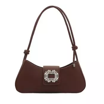 Сумка Модная сумка через плечо Текстурированная ПУ Маленькая квадратная сумка с квадратной пряжкой Сумка подмышкой иностранная универсальная женская сумка коричневый