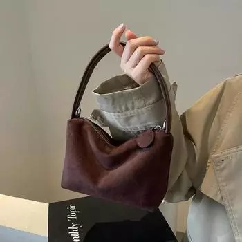 Сумка-молния однотонного цвета, красивая, осенняя, модная, сумка через плечо, мягкая, универсальная, трендовая сумка через плечо чёрный