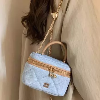 Сумка Monet Blue Ocean Box Bag Niche Designer Bag Женская сумка через плечо с цепочкой