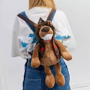 Сумка Monkey, японский рюкзак для женщин 2024 года, новый милый плюшевый рюкзак большой вместимости, сумка для мультяшной куклы 16 inch львиный