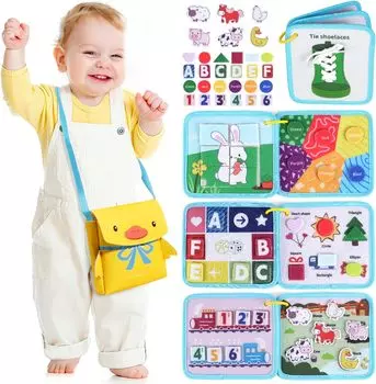 Сумка Монтессори, тканевые сенсорные книги с историями для малышей, тихие 3D занятия, обучающая доска для занятий, игрушки для развития привычек, сумка для навыков