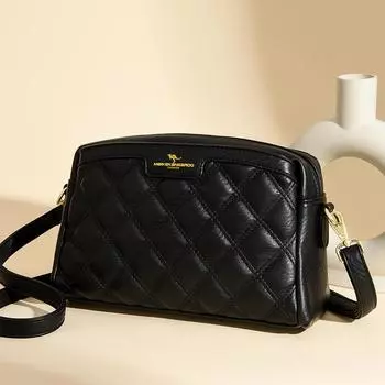 Сумка Мягкая кожаная модная женская сумка через плечо с вышивкой ромбом Premium Sense подмышечная сумка Текстура женская сумка на плечо для женщин среднего возраста хаки