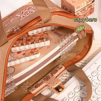 Сумка мультфильм дети сумка для документов большая емкость капибара школьная сумка дети Style D