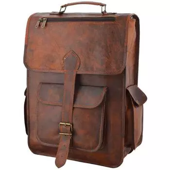 Сумка мужская винтажный рюкзак школьная сумка дорожная сумка кожаная сумка для ноутбука рюкзак 12 x 16 x 4 in коричневый