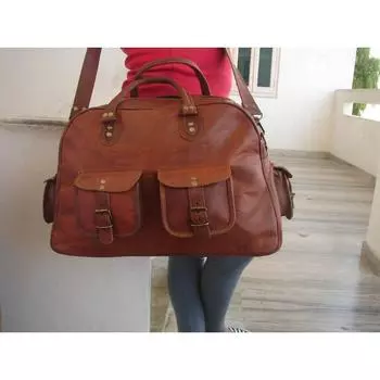 Сумка МУЖСКАЯ ЖЕНСКАЯ КОЖАНАЯ СУМКА ДЛЯ ПУТЕШЕСТВИЯ ДЛЯ ТРЕНАЖЕРНОГО ЗАЛА СПОРТИВНАЯ РУЧНАЯ СУМКА ИЗ КОЗЬЕЙ КОЖИ 16 x 12 x 6 in коричневый