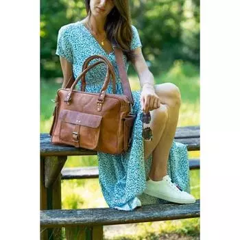 Сумка МУЖСКАЯ ЖЕНСКАЯ КОЖАНАЯ СУМКА TRAVEL GYM DUFFLE SPORTS SHOWING GOAT LEATHER 13 x 10 x 4 in коричневый