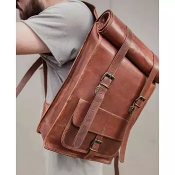 Сумка, мужской рюкзак, натуральный дорожный рюкзак, коричневый женский рюкзак, роскошная кожаная сумка в рулоне коричневый