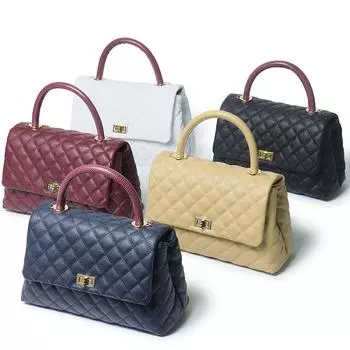 Сумка на цепочке Lingge из натуральной кожи с икрой на одно плечо, маленькая сумка через плечо, маленькая ароматная классическая сумка из воловьей кожи с узором в виде мяча Small size 23x7x15cm