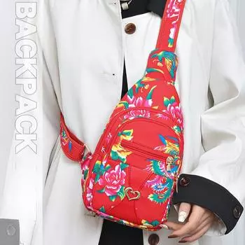 Сумка на грудь для женщин 2025 года, новая корейская версия, повседневная большая сумка через плечо с цветком для женщин, универсальная модная сумка через плечо большой вместимости 16928cm красный