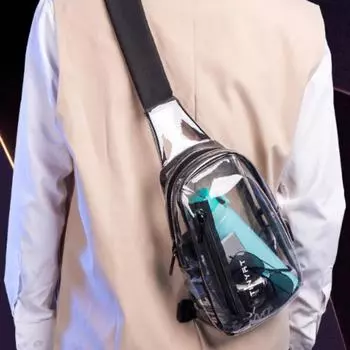 Сумка на грудь из ПВХ, прозрачная водонепроницаемая сумка через плечо с технологией зарядки через USB, модная трендовая сумка через плечо прозрачный