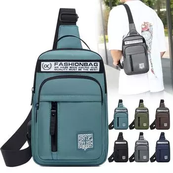 Сумка на грудь мужская сумка через плечо на одно плечо большой емкости для спорта на открытом воздухе и отдыха модная маленькая сумка на плечо большой емкости чёрный