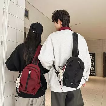 Сумка на грудь мужская сумка через плечо сумка на одно плечо студенческая маленькая сумка женская сумка для верховой езды чёрный