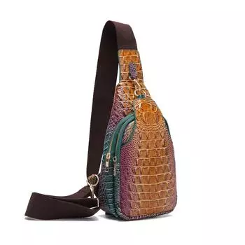 Сумка на грудь с градиентом из искусственной кожи, женская сумка с крокодиловым узором, модная ретро-сумка с широким плечевым ремнем, женская нагрудная сумка, поясная сумка, сумка через плечо