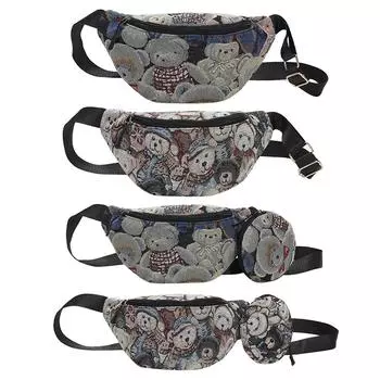 Сумка на грудь с принтом мультяшных медведей, модная холщовая сумка для поездок на работу, портативная для праздников Style 4