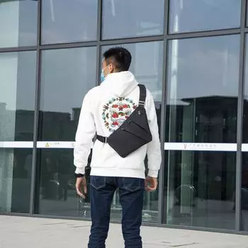 Сумка на грудь Уличная мода Мужская сумка через плечо Сумка через плечо Мужская и женская сумка на грудь чёрный