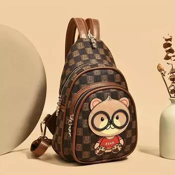 Сумка на груди с милым медведем, модная сумка Sing из искусственной кожи, женская сумка через плечо для путешествий на открытом воздухе