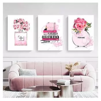 Сумка на холсте, картина «Красота начинается», постеры с цитатами, настенные панно с пионами, украшения для макияжа, настенные художественные принты для комнаты, духи, мода 21cm30cm NoFrame