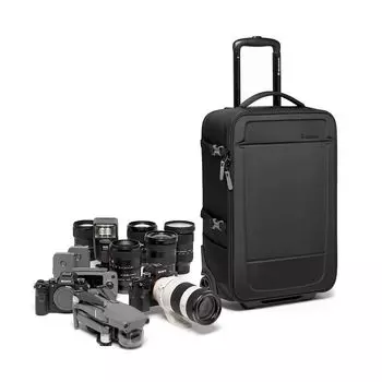 Сумка на колесах Manfrotto Advanced Roller Bag III Camera Roller Bag совместима с международным багажом. Может вмещать ноутбук 15 дюймов. Ручная кладь MB. чёрный